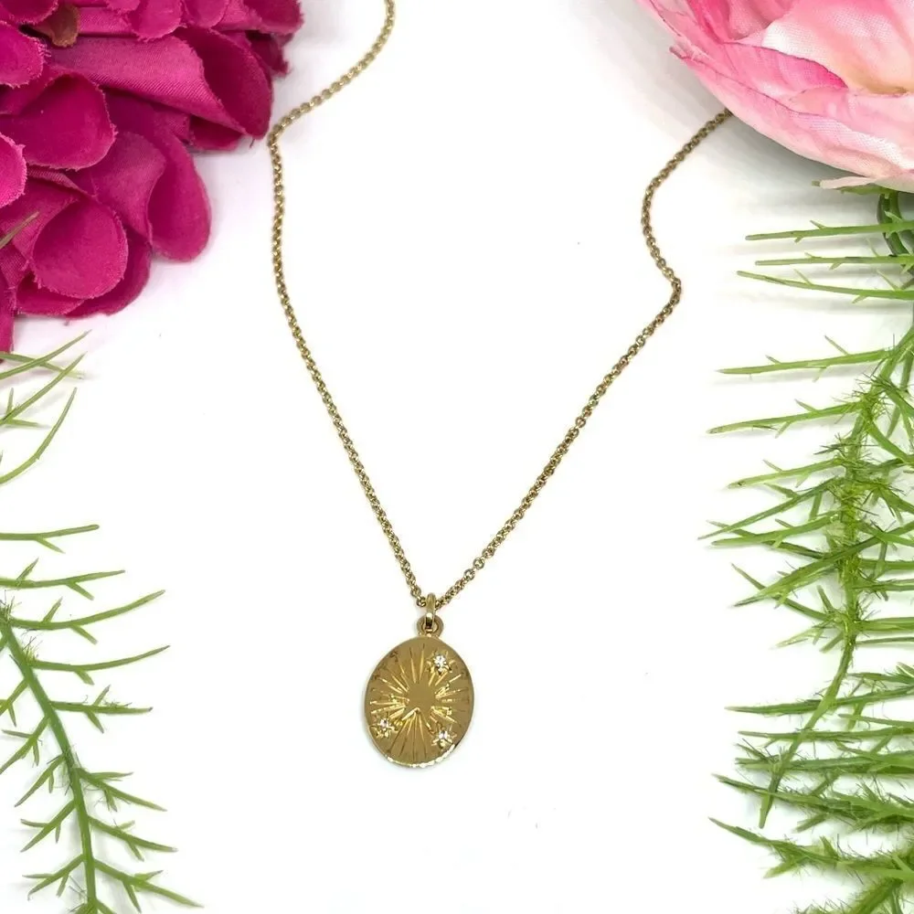 ⚜️14K STERLING SILVER Sunburst Pendant Necklace